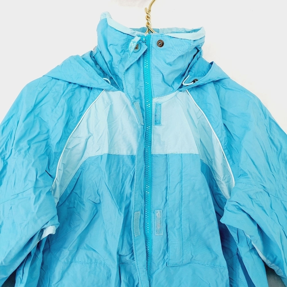 Columbia Women's Two Tone Blue Windbreaker Hooded Winter Jacket P2971 - Picture 2 of 7
